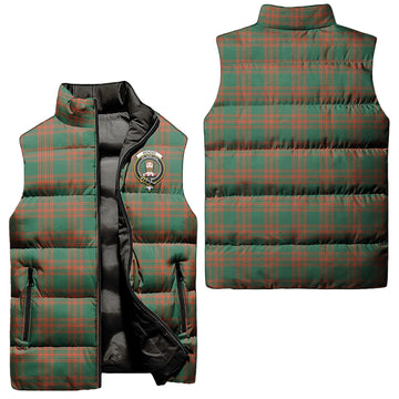 Menzies Green Ancient Tartan Sleeveless Puffer Jacket with Family Crest