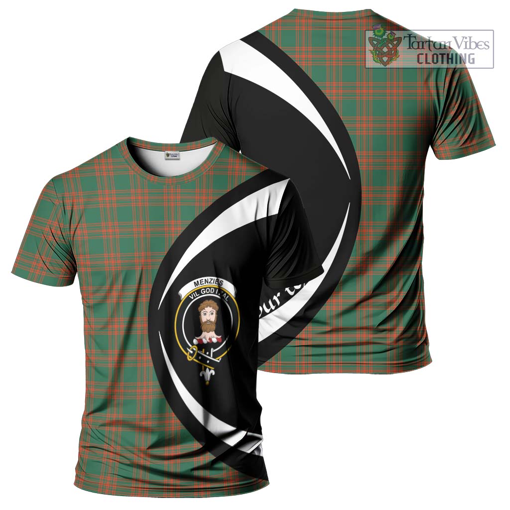 Tartan Vibes Clothing Menzies Green Ancient Tartan T-Shirt with Family Crest Circle Style