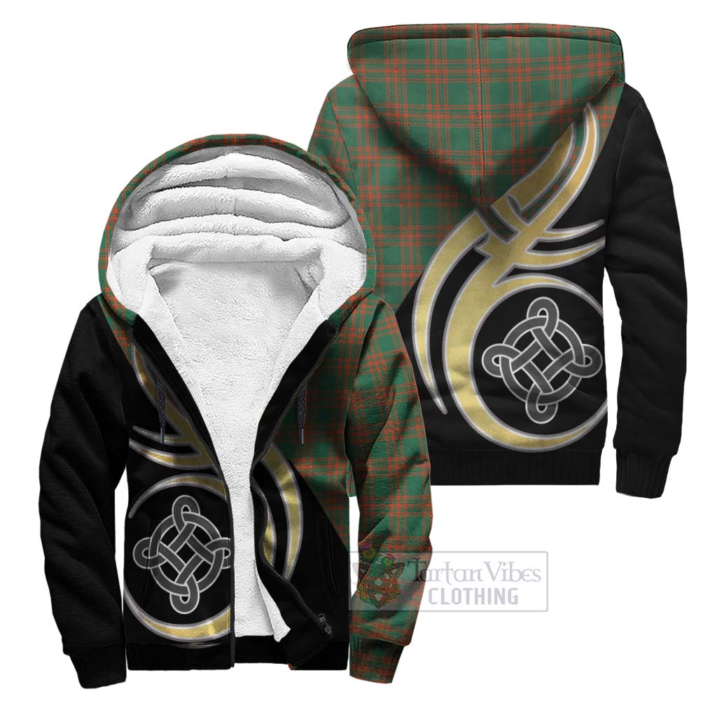 Menzies Green Ancient Tartan Sherpa Hoodie with Family Crest and Celtic Symbol Style Unisex S - Tartan Vibes Clothing