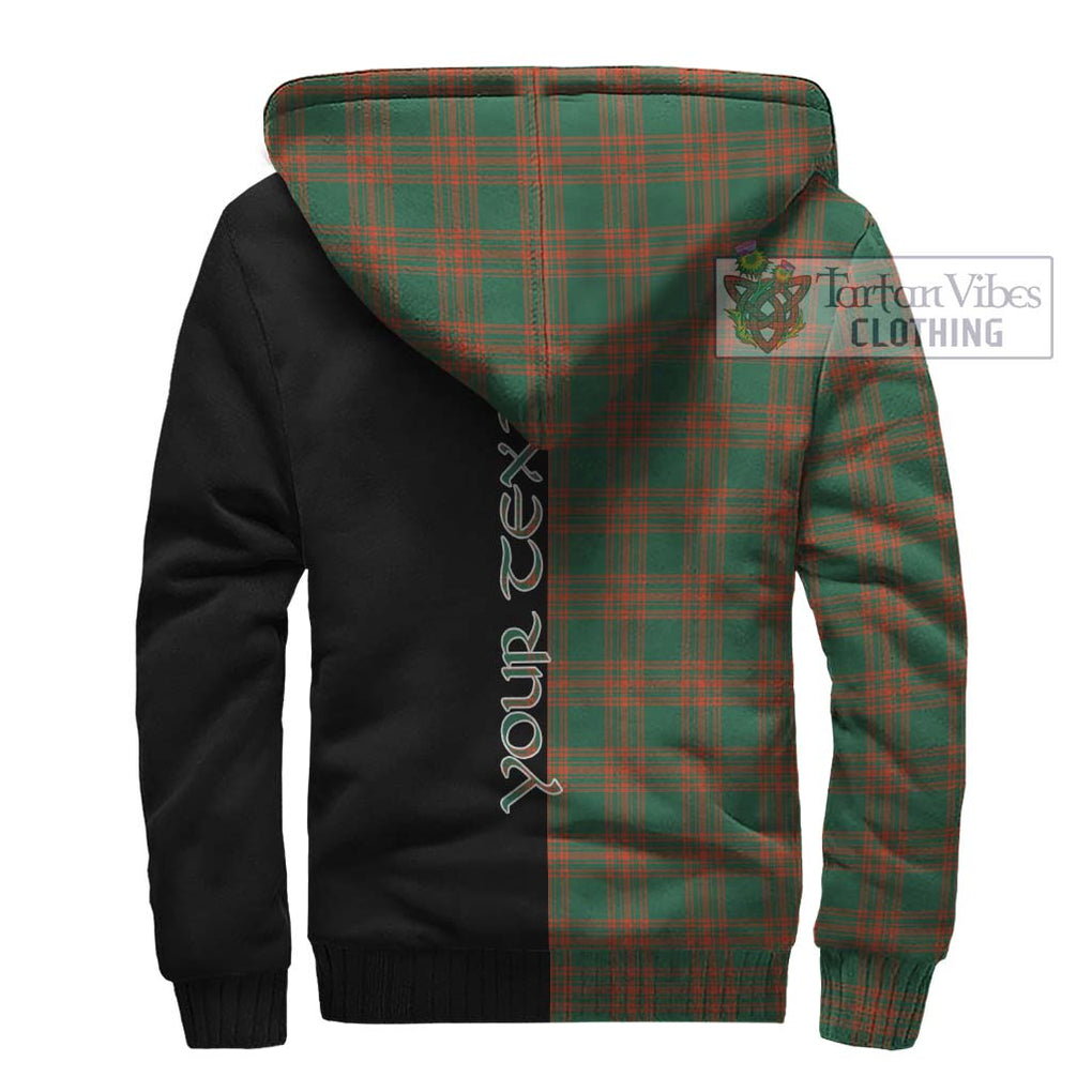 Menzies Green Ancient Tartan Sherpa Hoodie with Family Crest and Half Of Me Style - Tartanvibesclothing Shop