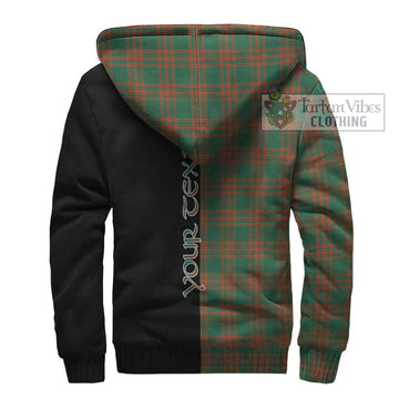 Menzies Green Ancient Tartan Sherpa Hoodie with Family Crest and Half Of Me Style