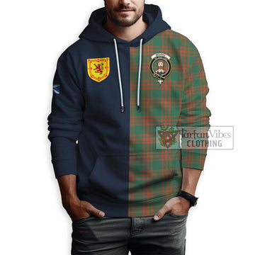 Menzies Green Ancient Tartan Hoodie Alba with Scottish Lion Royal Arm Half Style