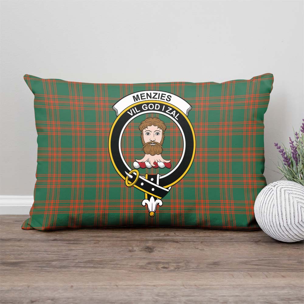 Menzies Green Ancient Tartan Pillow Cover with Family Crest Rectangle Pillow Cover - Tartanvibesclothing