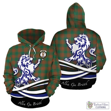 Menzies Green Ancient Tartan Hoodie with Alba Gu Brath Regal Lion Emblem