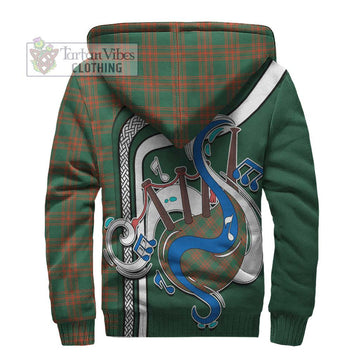 Menzies Green Ancient Tartan Sherpa Hoodie with Epic Bagpipe Style