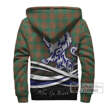 Menzies Green Ancient Tartan Sherpa Hoodie with Alba Gu Brath Regal Lion Emblem