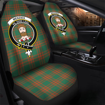 Menzies Green Ancient Tartan Car Seat Cover with Family Crest