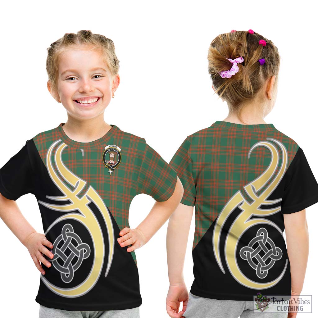 Menzies Green Ancient Tartan Kid T-Shirt with Family Crest and Celtic Symbol Style - Tartan Vibes Clothing