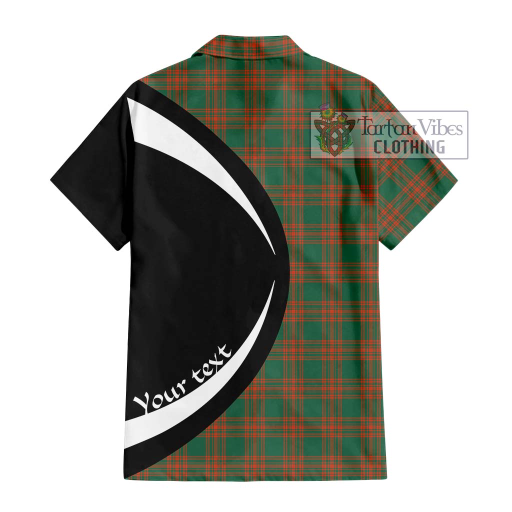 Tartan Vibes Clothing Menzies Green Ancient Tartan Short Sleeve Button Up with Family Crest Circle Style