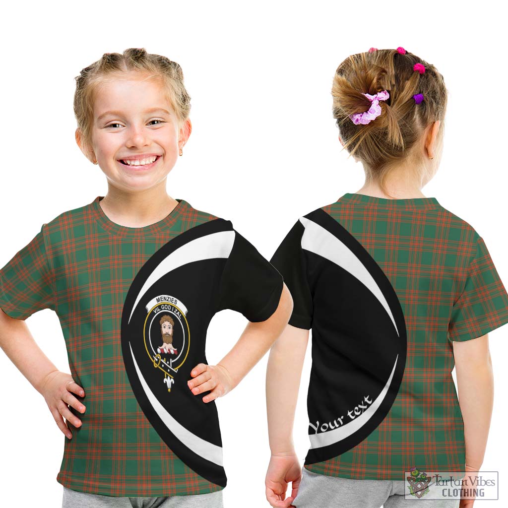 Menzies Green Ancient Tartan Kid T-Shirt with Family Crest Circle Style - Tartan Vibes Clothing