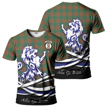 Menzies Green Ancient Tartan T-Shirt with Alba Gu Brath Regal Lion Emblem