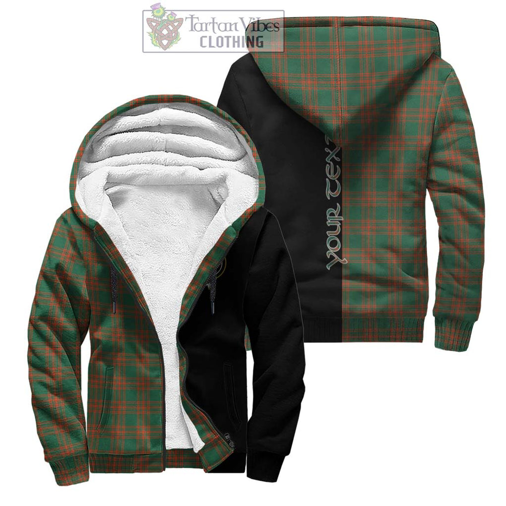 Menzies Green Ancient Tartan Sherpa Hoodie with Family Crest and Half Of Me Style Unisex - Tartanvibesclothing Shop