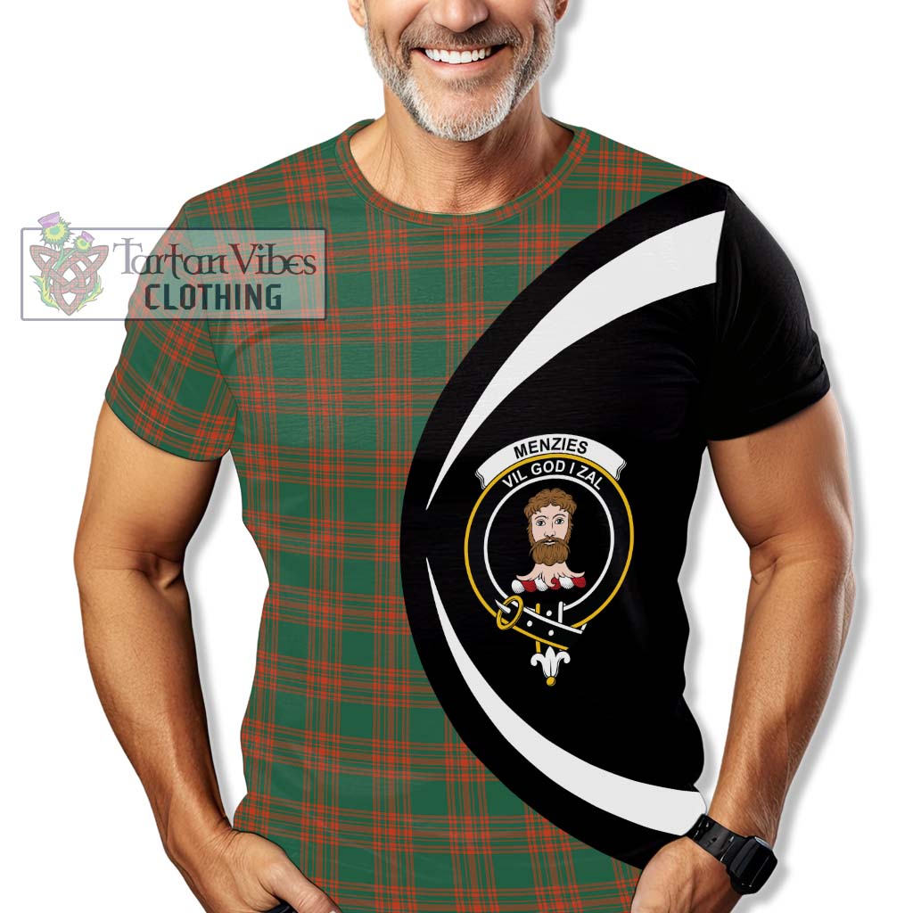 Tartan Vibes Clothing Menzies Green Ancient Tartan T-Shirt with Family Crest Circle Style