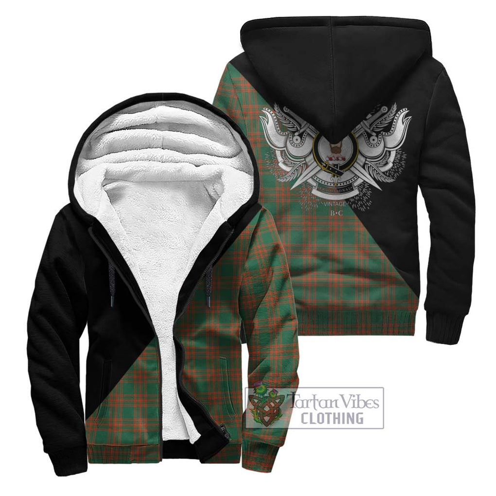 Menzies Green Ancient Tartan Sherpa Hoodie with Family Crest and Military Logo Style Unisex - Tartanvibesclothing Shop