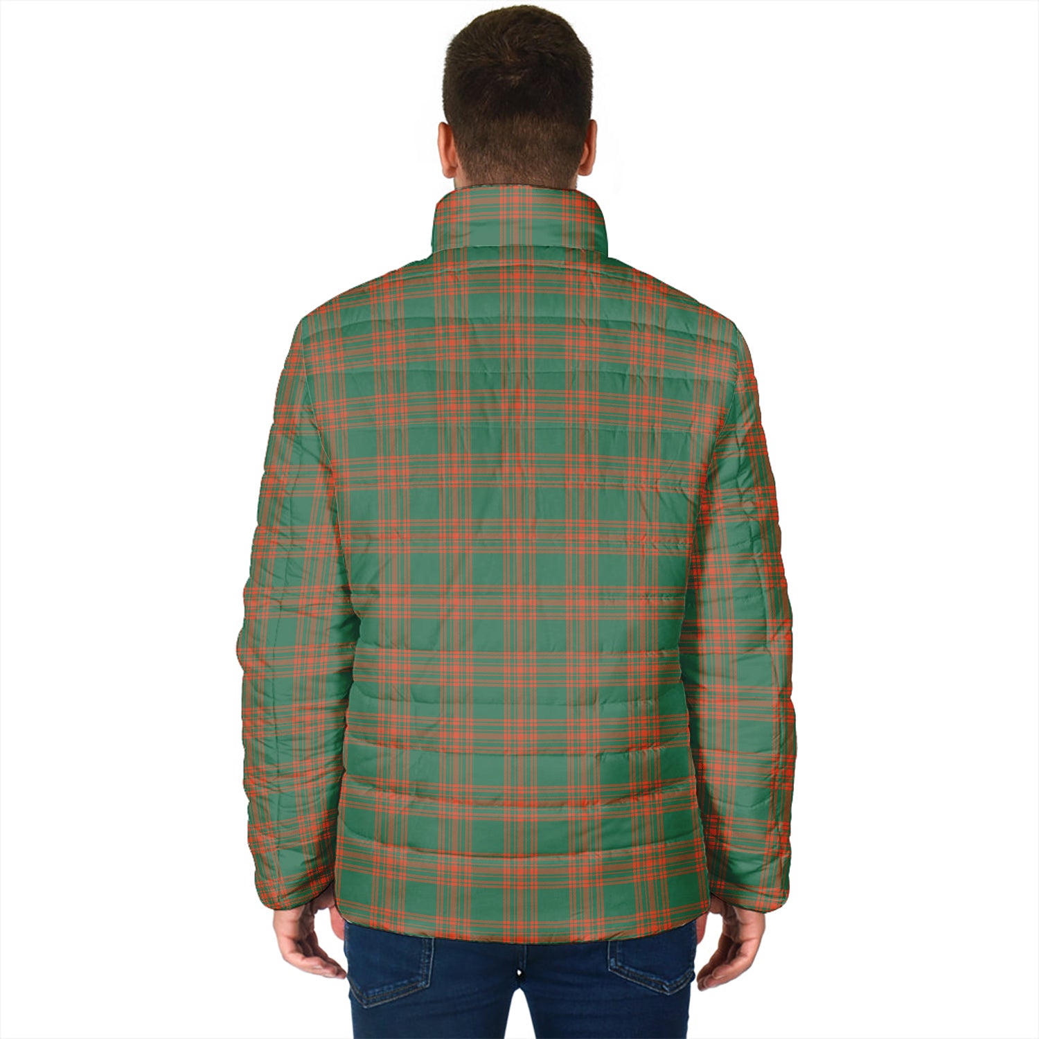 Menzies Green Ancient Tartan Padded Jacket with Family Crest - Tartan Vibes Clothing