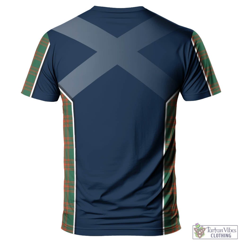 Tartan Vibes Clothing Menzies Green Ancient Tartan T-Shirt with Family Crest and Scottish Thistle Vibes Sport Style