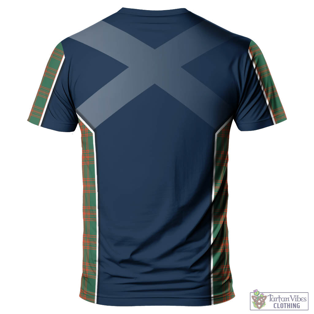 Tartan Vibes Clothing Menzies Green Ancient Tartan T-Shirt with Family Crest and Lion Rampant Vibes Sport Style