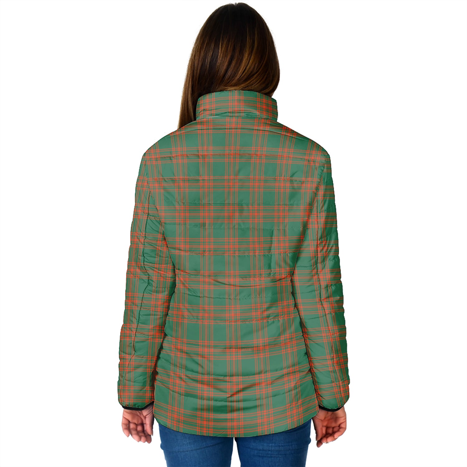 Menzies Green Ancient Tartan Padded Jacket with Family Crest - Tartan Vibes Clothing