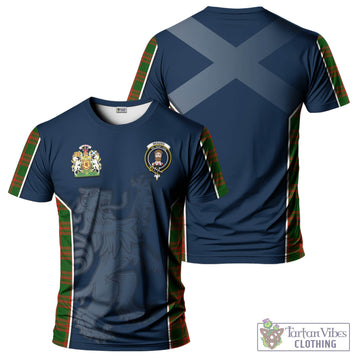 Menzies Green Modern Tartan T-Shirt with Family Crest and Lion Rampant Vibes Sport Style