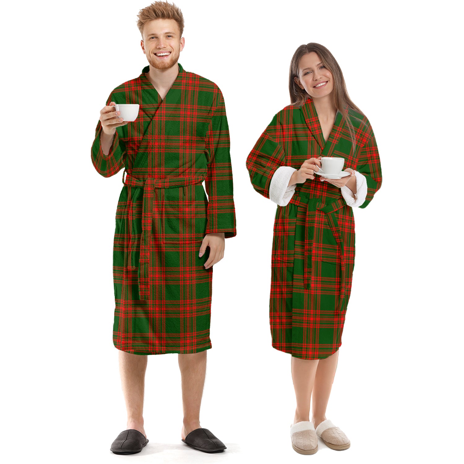 Menzies Green Modern Tartan Bathrobe Unisex S - Tartan Vibes Clothing