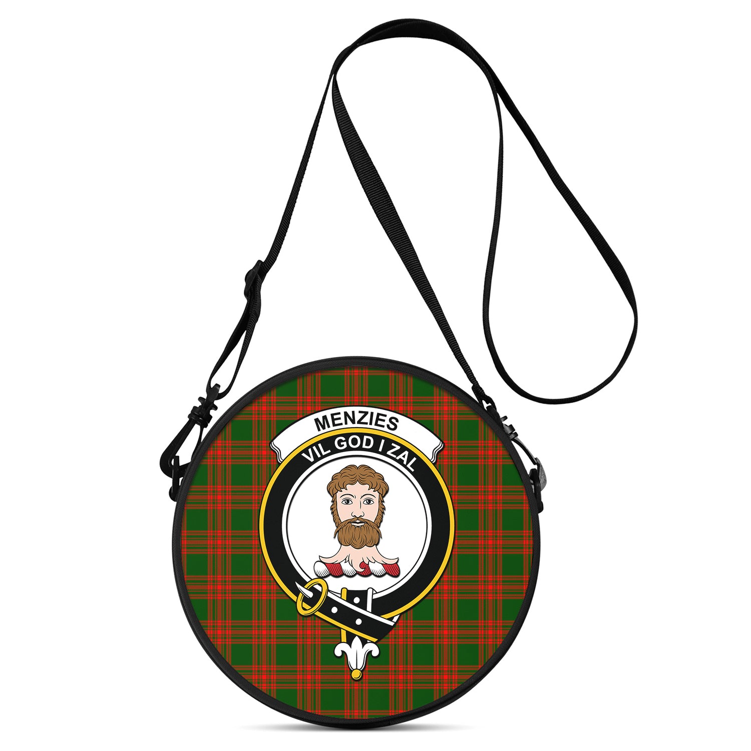 menzies-green-modern-tartan-round-satchel-bags-with-family-crest