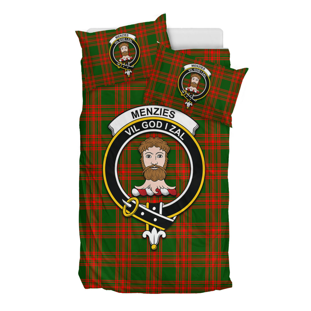 Menzies Green Modern Tartan Bedding Set with Family Crest - Tartan Vibes Clothing