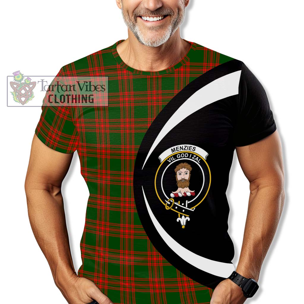 Tartan Vibes Clothing Menzies Green Modern Tartan T-Shirt with Family Crest Circle Style