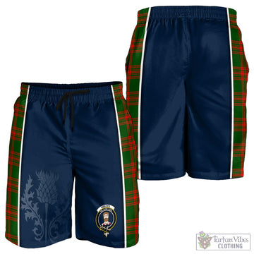 Menzies Green Modern Tartan Men's Shorts with Family Crest and Scottish Thistle Vibes Sport Style