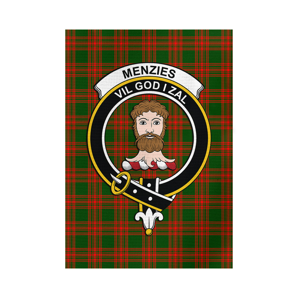 Menzies Green Modern Tartan Flag with Family Crest - Tartan Vibes Clothing