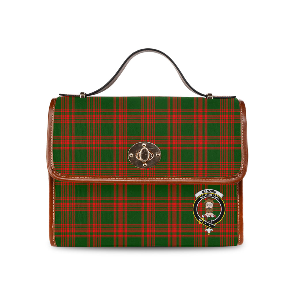 menzies-green-modern-tartan-leather-strap-waterproof-canvas-bag-with-family-crest