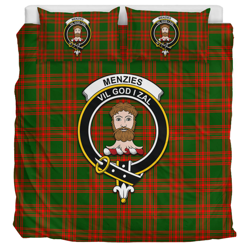 Menzies Green Modern Tartan Bedding Set with Family Crest UK Bedding Set UK Super King 104*94 inch - Tartan Vibes Clothing