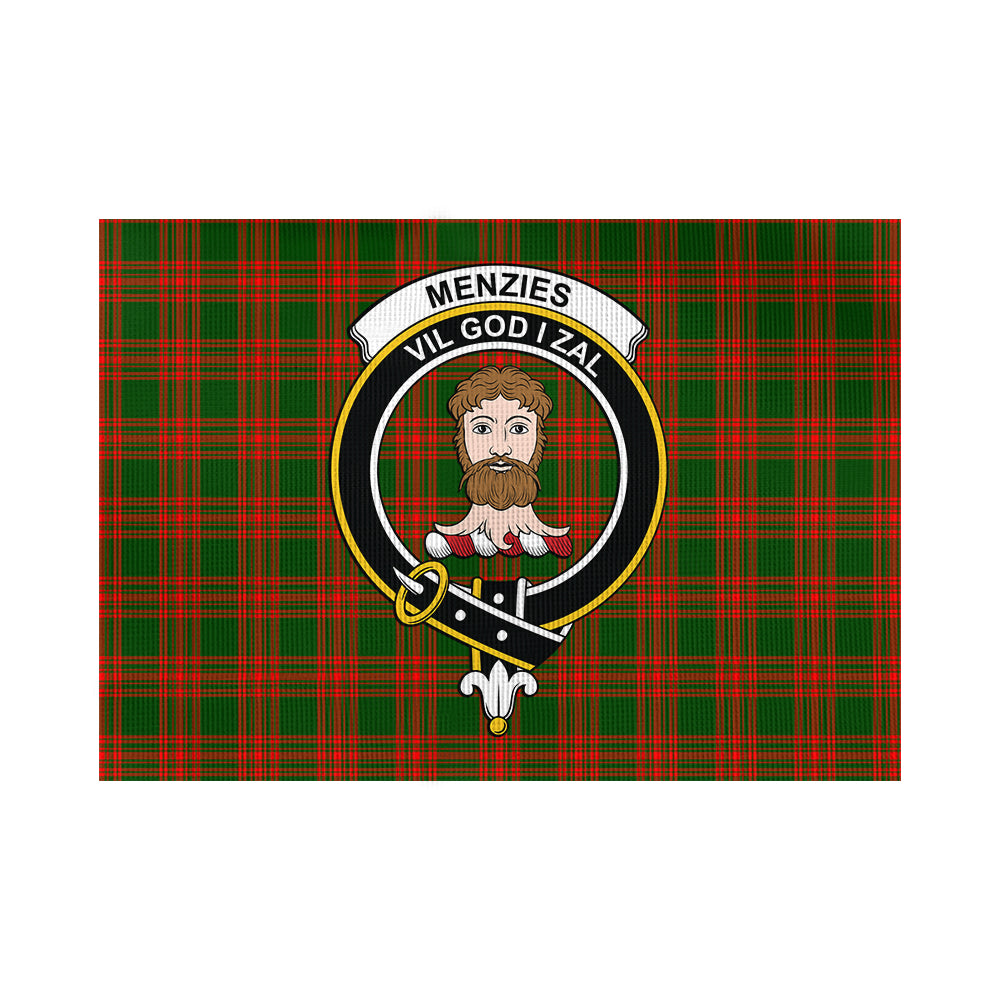 Menzies Green Modern Tartan Flag with Family Crest - Tartan Vibes Clothing