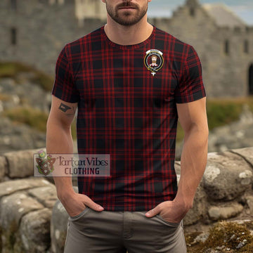 Menzies Hunting Tartan Cotton T-Shirt with Family Crest