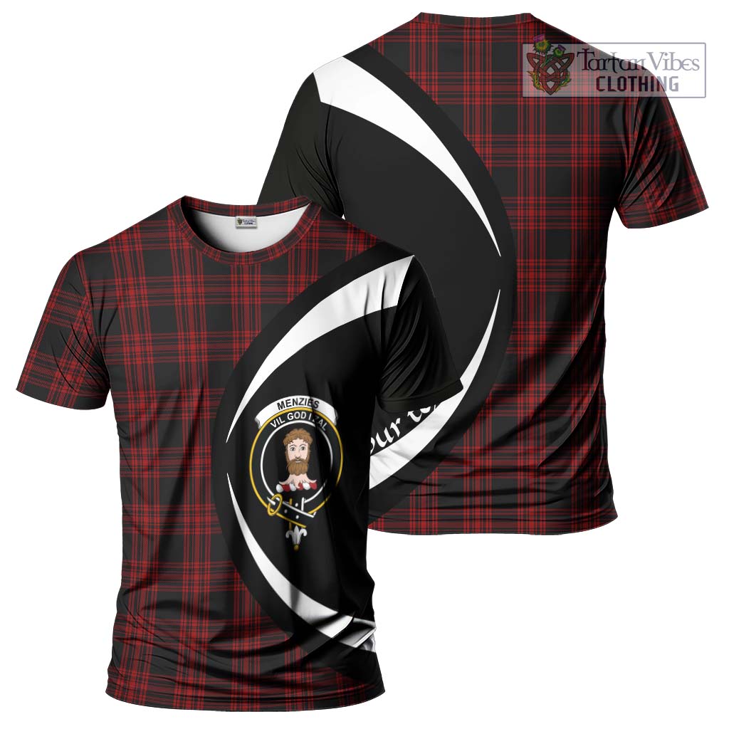 Tartan Vibes Clothing Menzies Hunting Tartan T-Shirt with Family Crest Circle Style