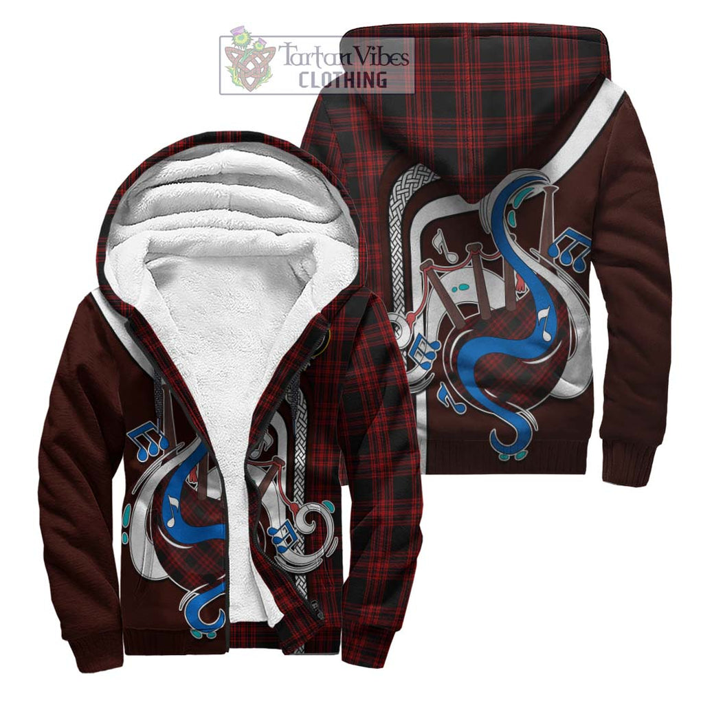 Menzies Hunting Tartan Sherpa Hoodie with Epic Bagpipe Style Unisex S - Tartanvibesclothing Shop