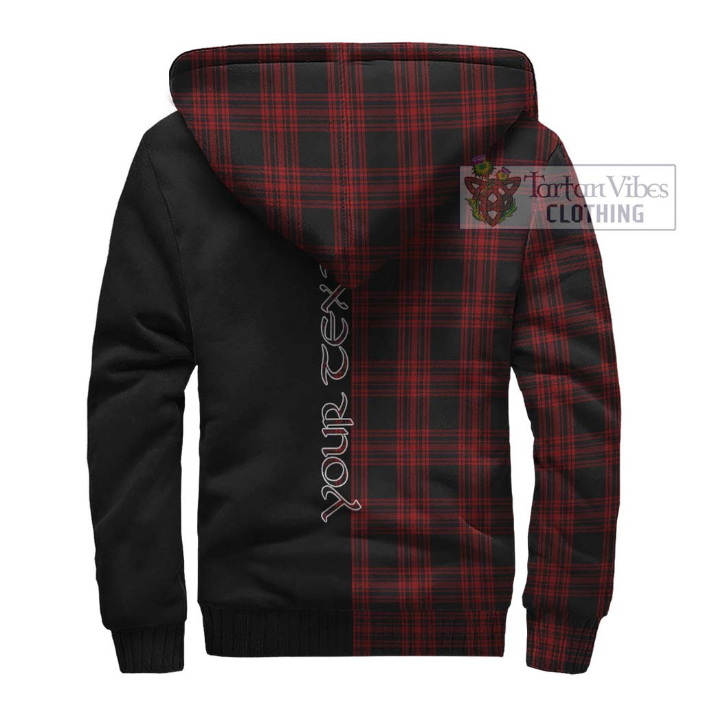 Menzies Hunting Tartan Sherpa Hoodie with Family Crest and Half Of Me Style - Tartanvibesclothing Shop