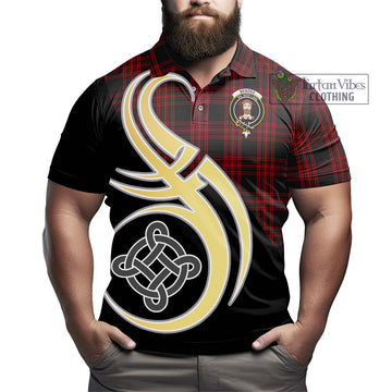 Menzies Hunting Tartan Polo Shirt with Family Crest and Celtic Symbol Style