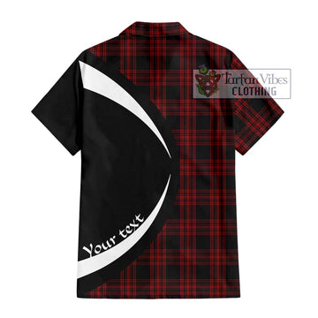 Menzies Hunting Tartan Short Sleeve Button Up with Family Crest Circle Style