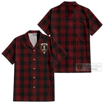 Menzies Hunting Tartan Cotton Hawaiian Shirt with Family Crest