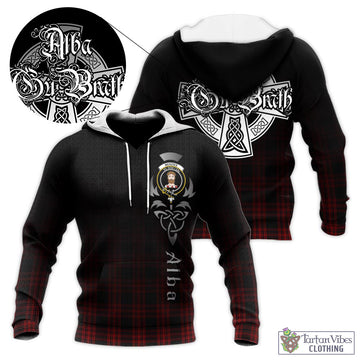 Menzies Hunting Tartan Knitted Hoodie Featuring Alba Gu Brath Family Crest Celtic Inspired