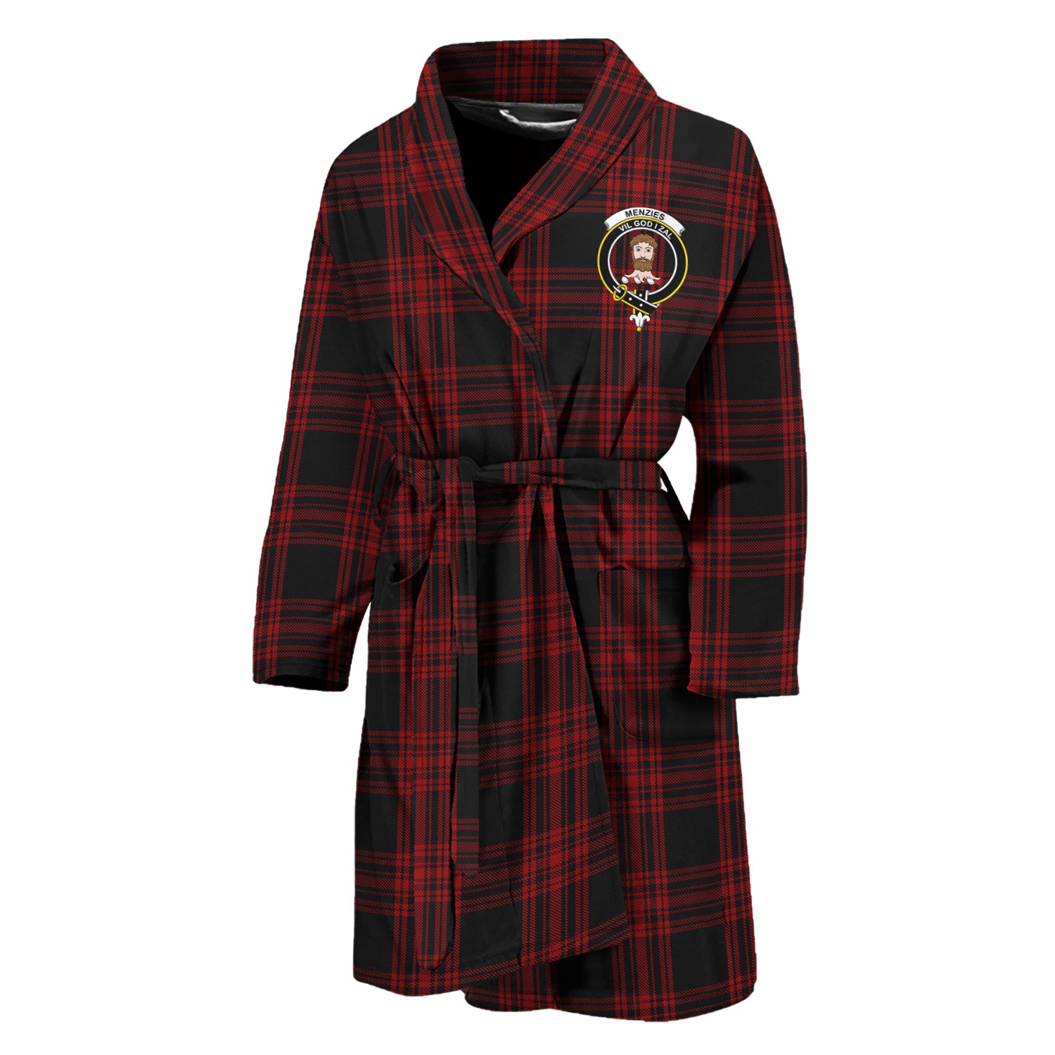 Menzies Hunting Tartan Bathrobe with Family Crest Unisex M - Tartan Vibes Clothing