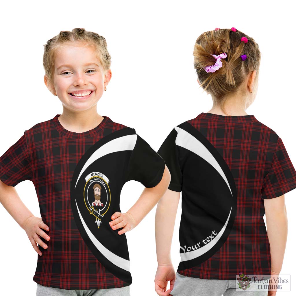 Menzies Hunting Tartan Kid T-Shirt with Family Crest Circle Style - Tartan Vibes Clothing