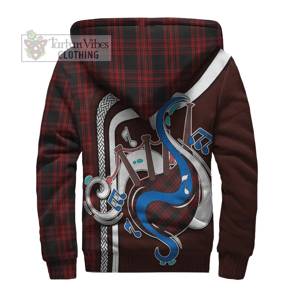 Menzies Hunting Tartan Sherpa Hoodie with Epic Bagpipe Style - Tartanvibesclothing Shop