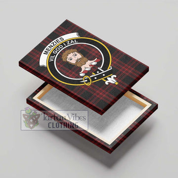 Menzies Hunting Tartan Canvas Print Wall Art with Family Crest