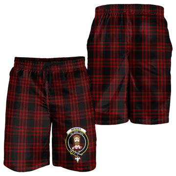 Menzies Hunting Tartan Mens Shorts with Family Crest