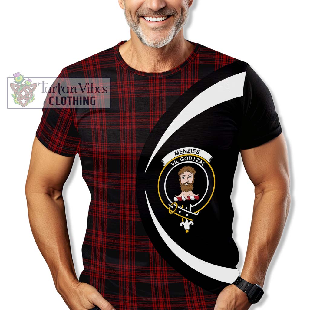 Tartan Vibes Clothing Menzies Hunting Tartan T-Shirt with Family Crest Circle Style