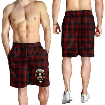 Menzies Hunting Tartan Mens Shorts with Family Crest