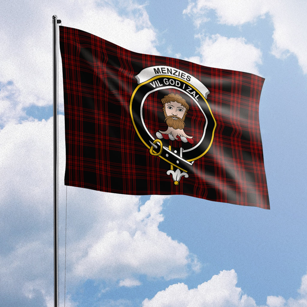 Menzies Hunting Tartan Flag with Family Crest House Flag (Horizontal) - Tartan Vibes Clothing