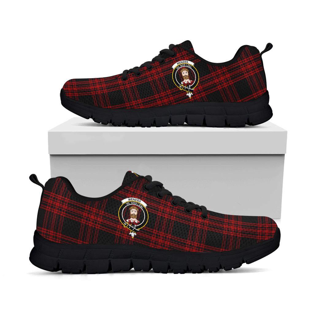 Menzies Hunting Tartan Sneakers with Family Crest - Tartan Vibes Clothing