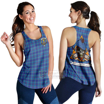 Mercer Tartan Women's Racerback Tanks with Family Crest and Bearded Skull Holding Bottles of Whiskey